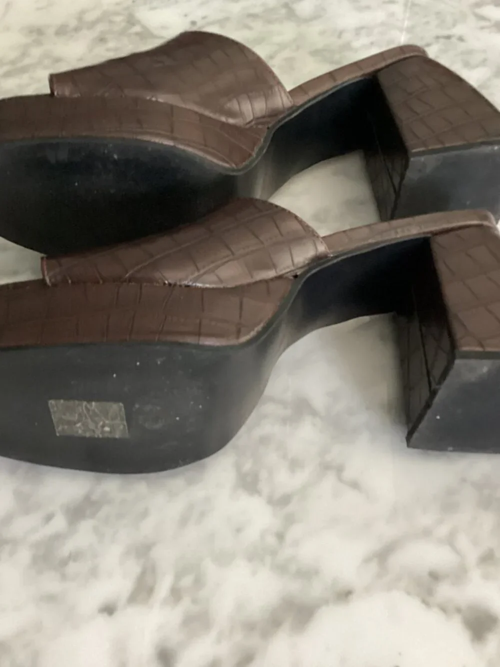 Brown Slip-on Platform Heels - sz 41.
